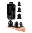 Kit 3pz fallo anale plug set mini medium maxi dildo anal sex toys nero black butt