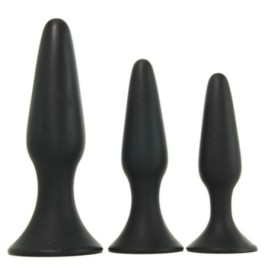 Kit Fallo anale tappo anal nero dildo black set 3 pz mini med maxi butt plug