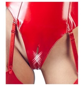 lingerie body sexy per donna aderente rosso cin lattice latex con a...