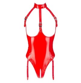 lingerie body sexy per donna aderente rosso cin lattice latex con a...