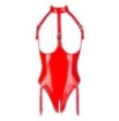 lingerie body sexy per donna aderente rosso cin lattice latex con apertura seno e intimo