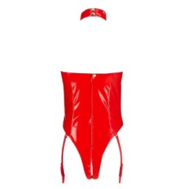 lingerie body sexy per donna aderente rosso cin lattice latex con a...