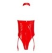 lingerie body sexy per donna aderente rosso cin lattice latex con apertura seno e intimo