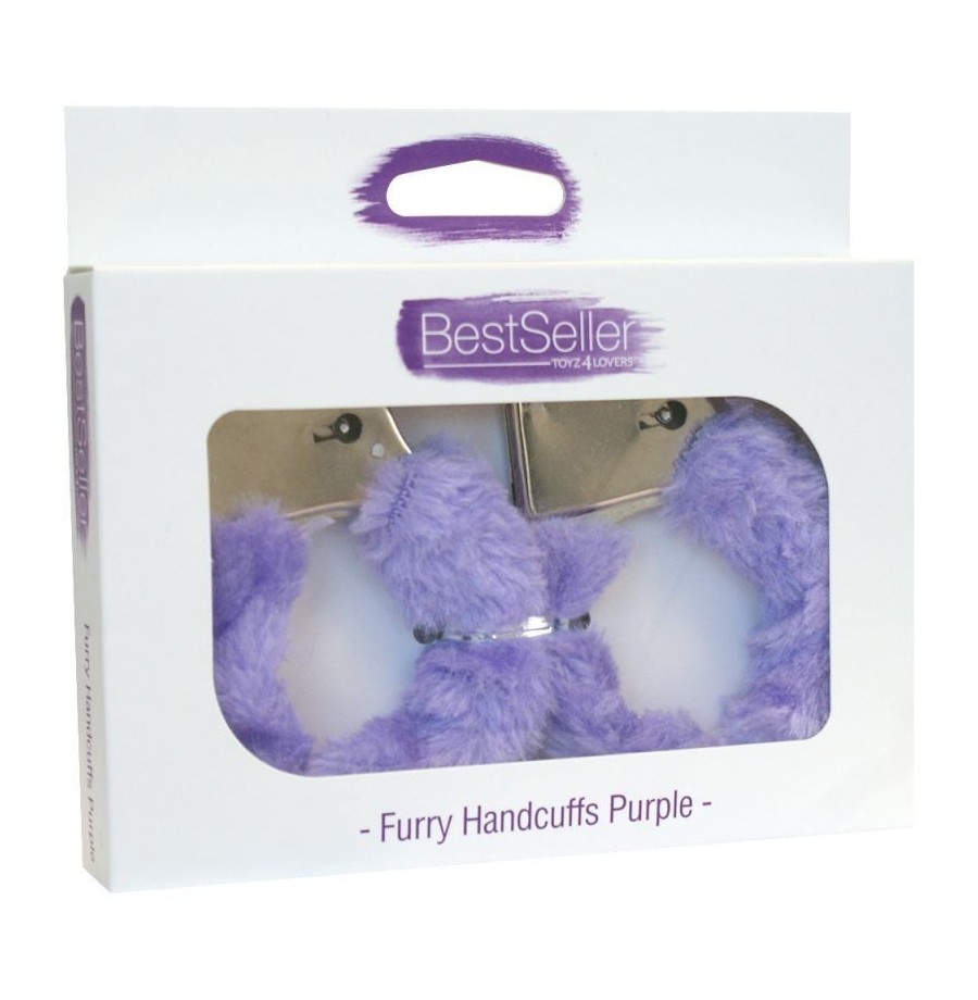 Manette con pelliccia sintetica bondage cuffs fetish costrittivo purple