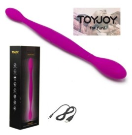 Vibratore doppio ricaricabile dildo vaginale anale fallo in silicon...