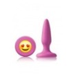 Plug anale in silicone mini fallo butt conico con smile ily EMOJI FACE rosa