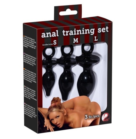 anal training set 3 pezzi plug nero - Plug Anale - Sexy Shop Ingrosso