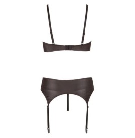 lingerie tre pezzi reggiseno perizoma reggicalze nero con pizzo tra...