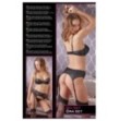 lingerie tre pezzi reggiseno perizoma reggicalze nero con pizzo trasparente sexy