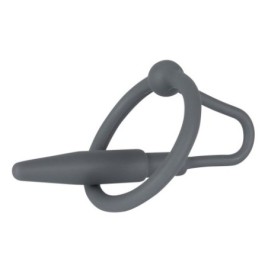 anello nero in silicone con dilatatore penis plug black - Anelli Fa...