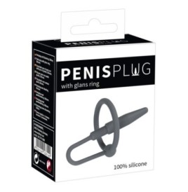 anello nero in silicone con dilatatore penis plug black - Anelli Fa...