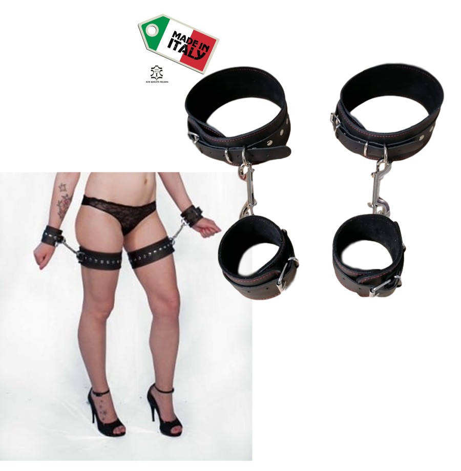 Manette in pelle vera bondage con cosciere fetish mase in italy