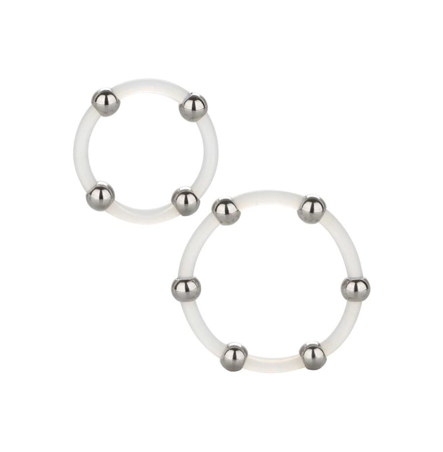 set anelli fallici Steel Beaded Silicone Ring Set