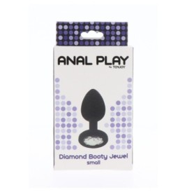 plug fallo anale nero in silicone con gioiello morbido sexy toys bl...