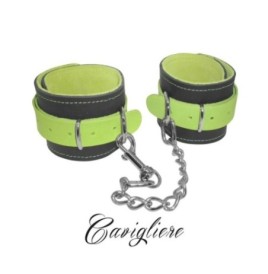 cavigliere con gancio sexy bondage in vera pelle verde fluo costrit...