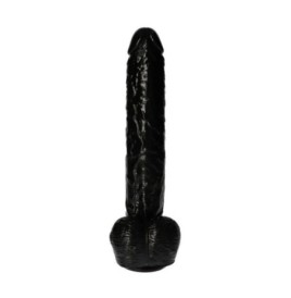 maxi dildo nero con ventosa e testicoli grande pene finto enorme an...