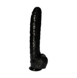 maxi dildo nero con ventosa e testicoli grande pene finto enorme an...