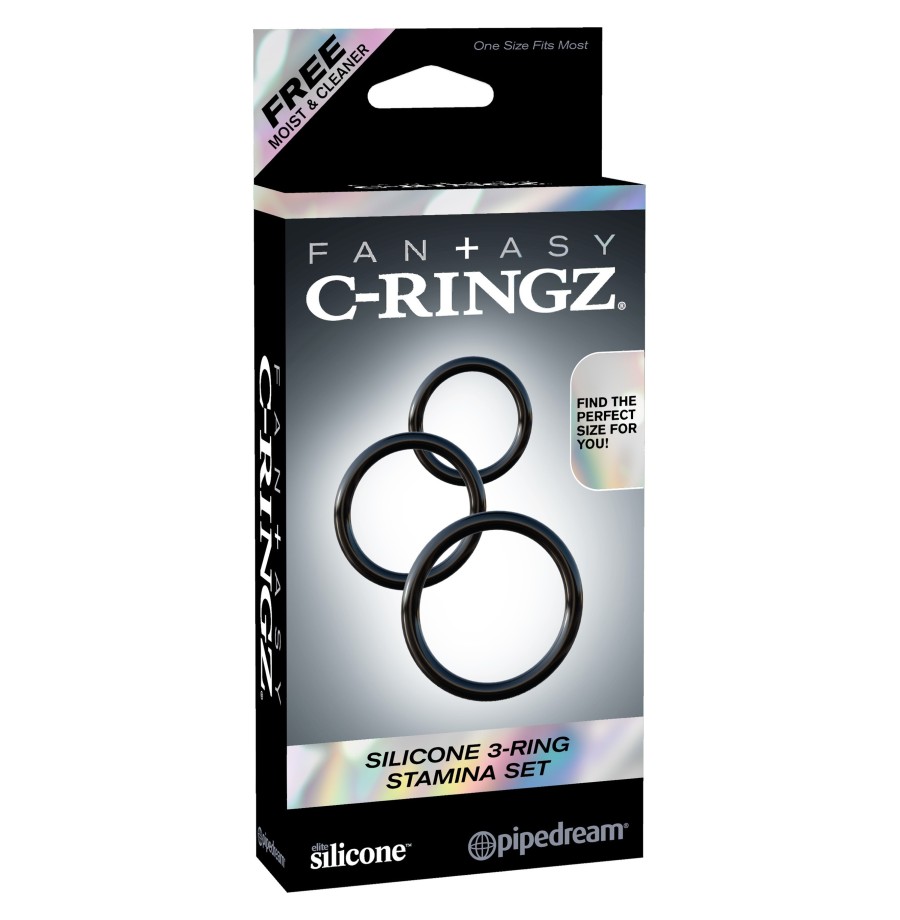 anelli fallici kit 3 pz Silicone 3-Ring Stamina Set