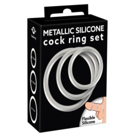 Metallic Silicone Cock Ring Set - Anelli Fallici - Sexy Shop Ingrosso