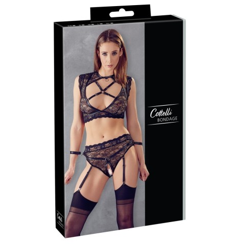 Completino intimo in pizzo con manette Bondage - Abbigliamento Sexy...