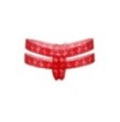 Perizoma in pizzo floreale rosso Lucy crotchless thong panty