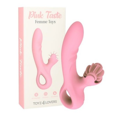 Vibratore vaginale ricaricabile doppio stimola clitoride Pink Taste...