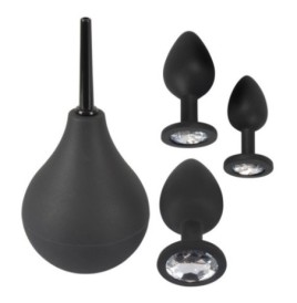 Kit sex toy anale in silicone Doccia intima con 3 anal plug S M L -...