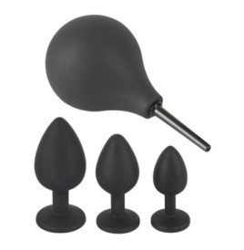 Kit sex toy anale in silicone Doccia intima con 3 anal plug S M L -...