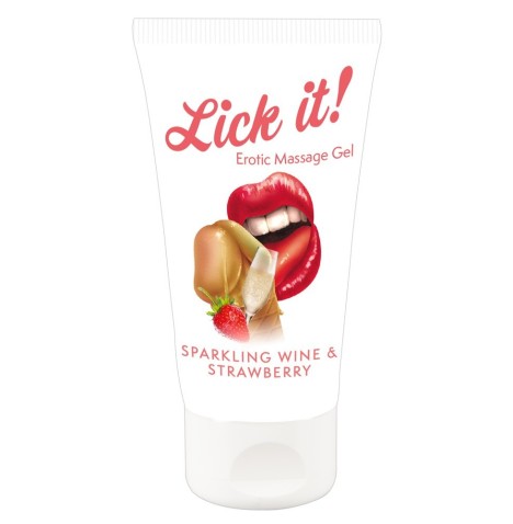 Erotic Massage Gel commestibile aroma champagne e fragola 50 ml - C...