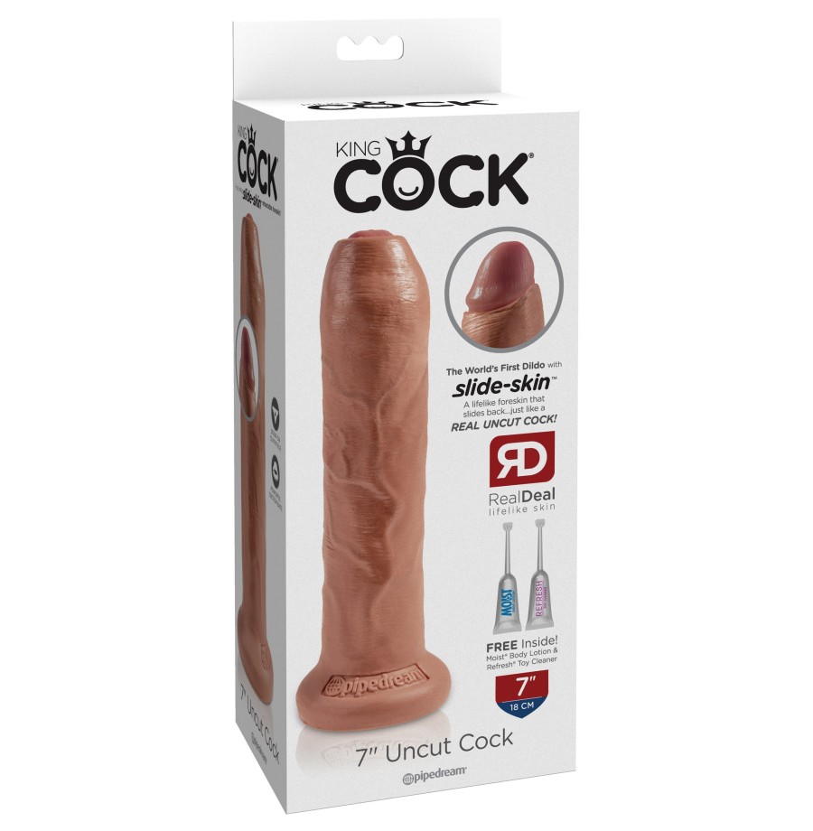 King Cock 7 "Uncut - Tan fallo realistico con ventosa