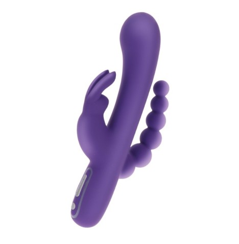 Vibratore triplo stimolatore vaginale anale clitoride in silicone -...