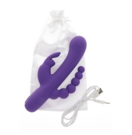 Vibratore triplo stimolatore vaginale anale clitoride in silicone -...