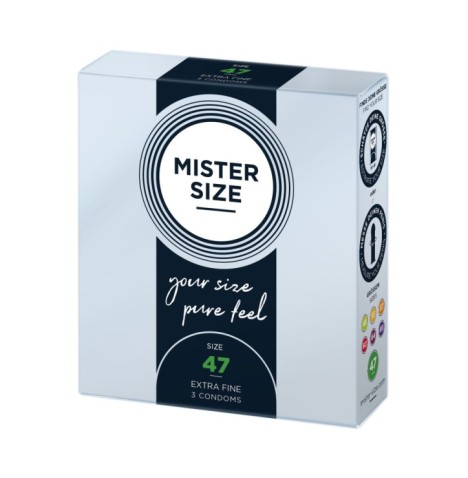 Preservativi in lattice MISTER SIZE 47mm Condoms 3pcs - Profilattic...