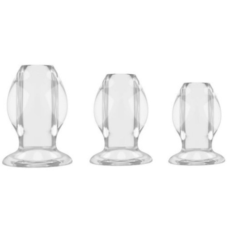 Plug anale kit dilatatore a tunnel Set butt Crystal Twins - Plug An...