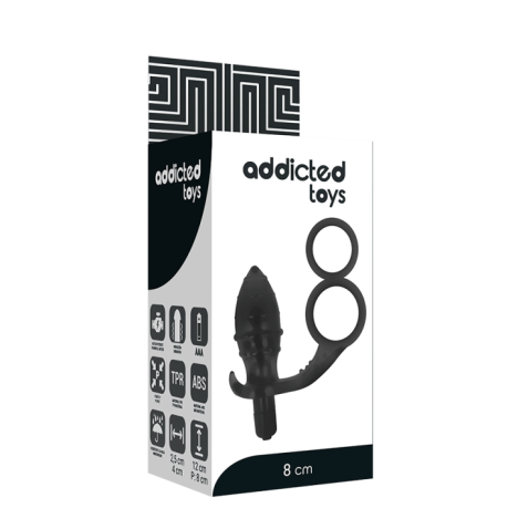 Plug anale vibrante con anello fallico doppio BUTT PLUG WITH COCK R...