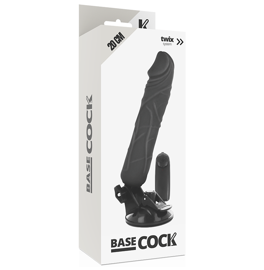 Vibratore nero con telecomando realistico 2 in 1 Guaina fallica Basecock