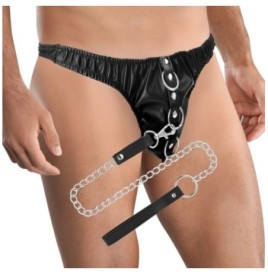 Slip con guinzaglio DARKNESS BLACK UNDERPANTS WITH LEASH - Costritt...