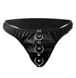 Slip con guinzaglio DARKNESS BLACK UNDERPANTS WITH LEASH - Costritt...