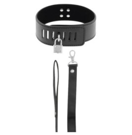 Collare con guinzaglio lucchetto DARK NESS LOCKING POSTURE COLLAR -...