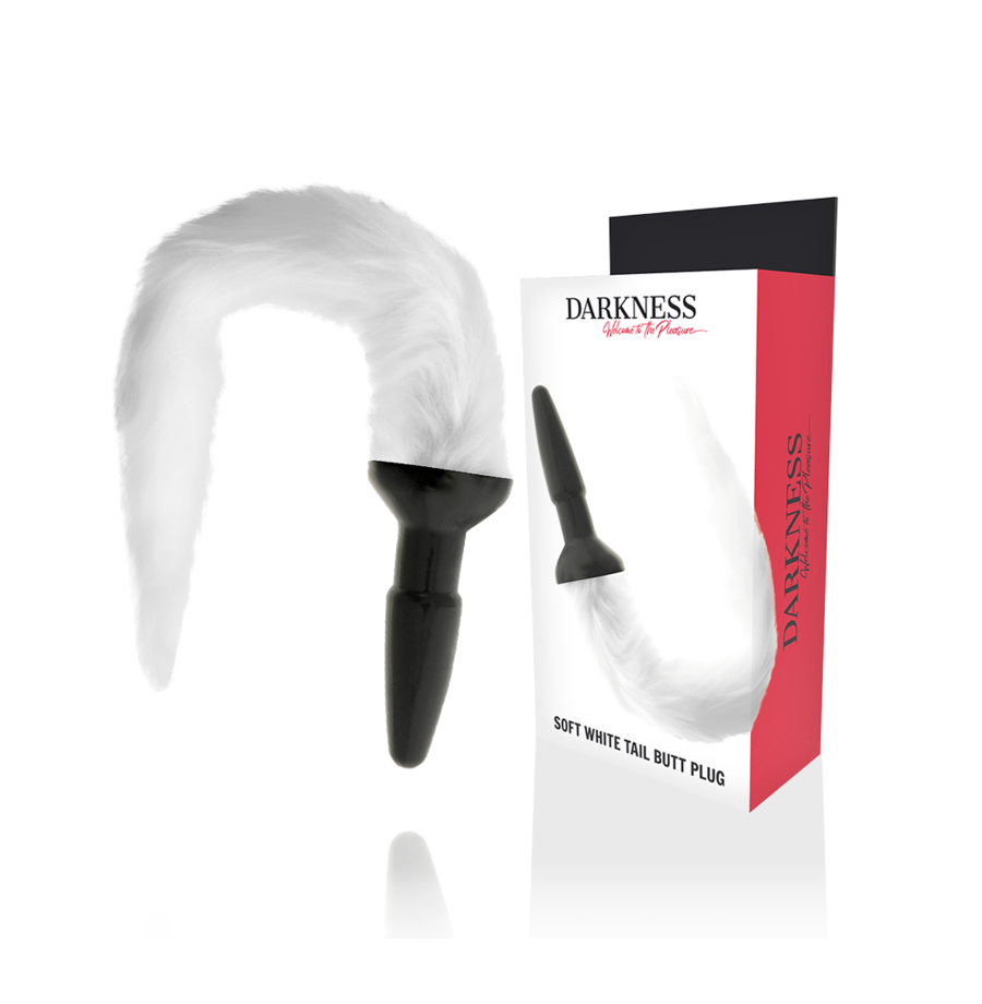 Plug anale con coda DARKNESS TAIL BUTT SILICONE PLUG -WHITE