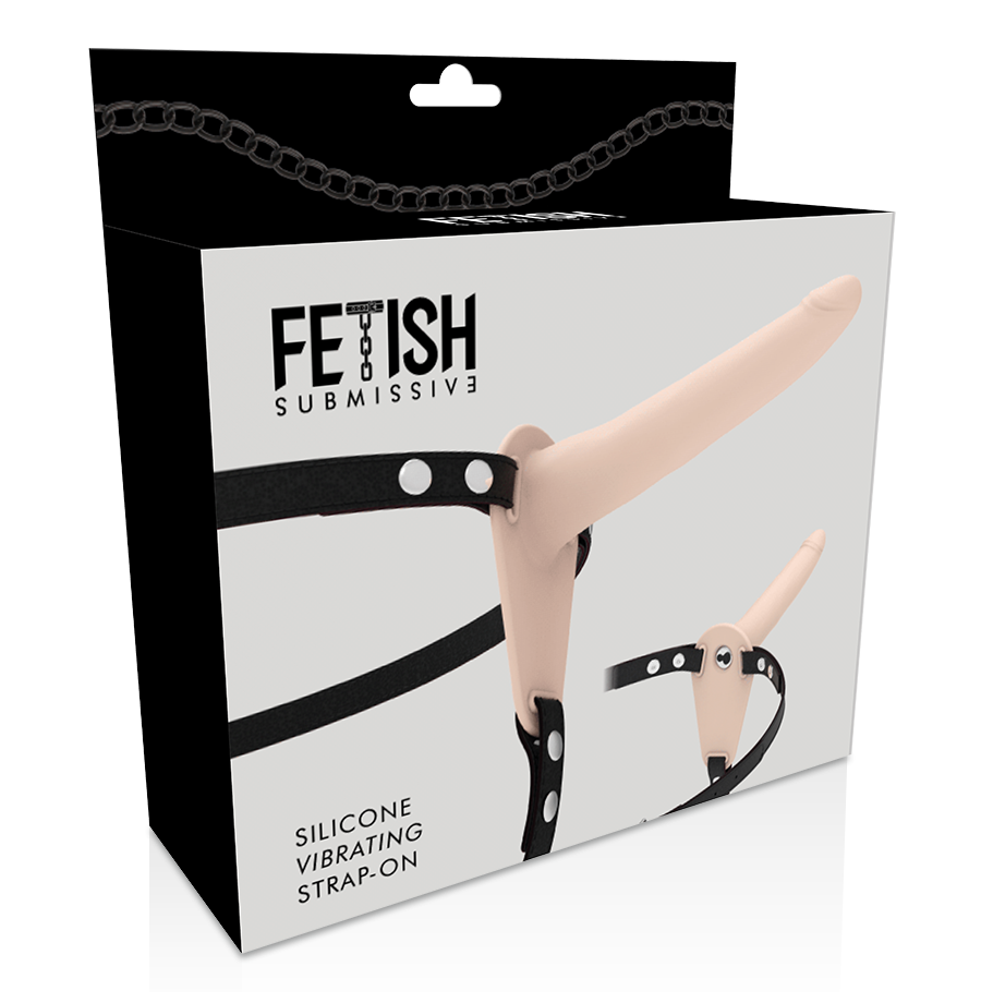 Vibratore indossabile FETISH SUBMISSIVE SILICONE STRAP-ON VIBRATOR FLESH 15CM