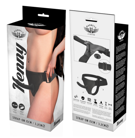 Fallo indossabile HARNESS ATTRACTION KENNY BLACK 15 X 3.2CM - Falli...