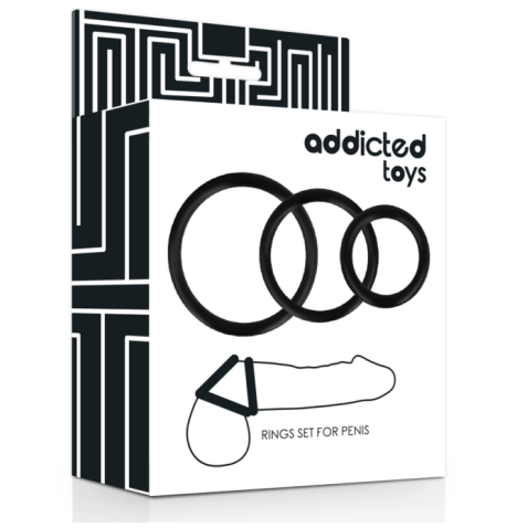 anello fallico Kit ADDICTED TOYS ANELLI SET PER PENE NERO - Sex Toy...