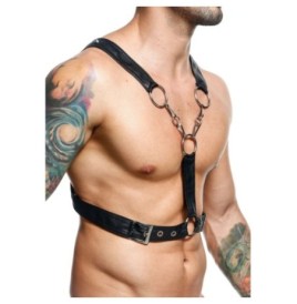 Pettorina nera in ecopelle DNGEON Cross Chain Harness - Tanga e Per...