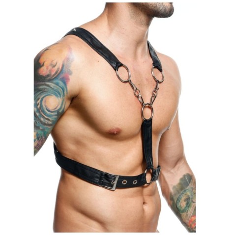 Pettorina nera in ecopelle DNGEON Cross Chain Harness - Tanga e Per...