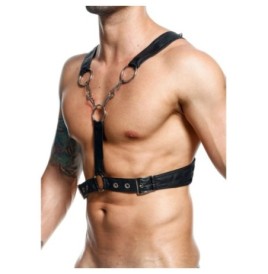 Pettorina nera in ecopelle DNGEON Cross Chain Harness - Tanga e Per...