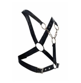 Pettorina nera in ecopelle DNGEON Cross Chain Harness - Tanga e Per...