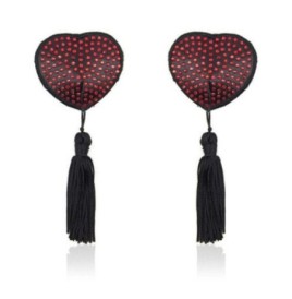 Copricapezzoli adesivi con frange shine red nipples cover heart - A...