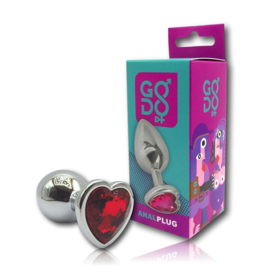 Plug anale Godo di+ medio in metallo cuore rosso