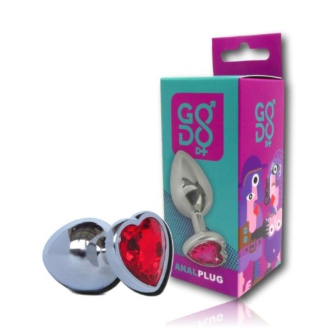 Plug anale grande Godo di + in metallo cuore rosso - Plug Anale - S...